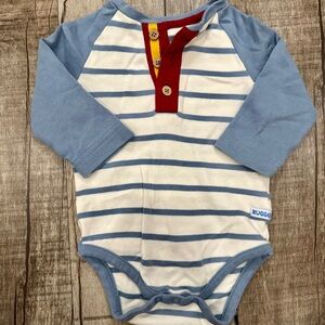 RuggedButts Stripe Henley Bodysuit Long Sleeve 3–6 Months Cotton